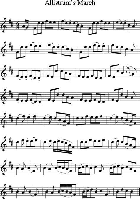 an arrangement of musical notes with the words, allium's march