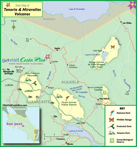 Tenorio & Miravalles Volcano Map, Costa Rica - Go Visit Costa Rica