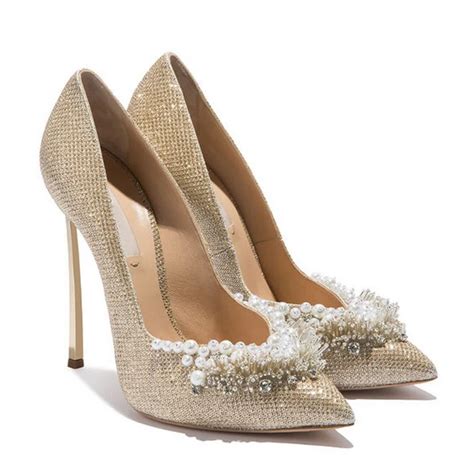 Luxury Designer Shoes 2018 Pearl Diamond Bling Pointed Toe Pumps Slip ...