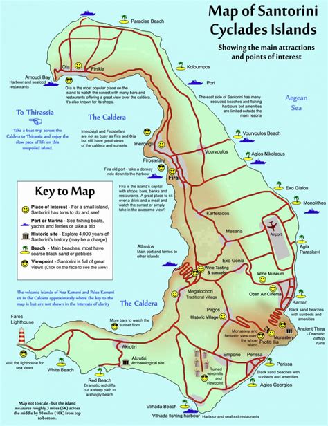 Santorini Map of the island (Resorts, Beaches, Sights, Trips, Hotels)