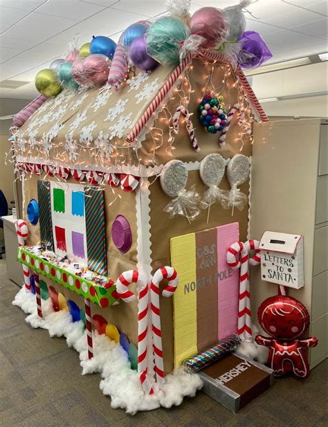 Cubicle Gingerbread House for Office Holiday Decorating Contest