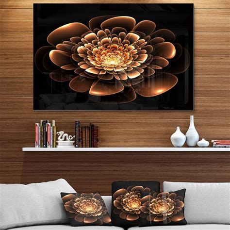 Glittering Brown Yellow Fractal Flower - Large Floral Glossy Metal Wall Art - Bed Bath & Beyond ...