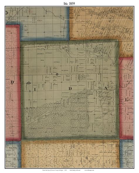 Ida, Michigan 1859 Old Town Map Custom Print - Monroe Co. - OLD MAPS