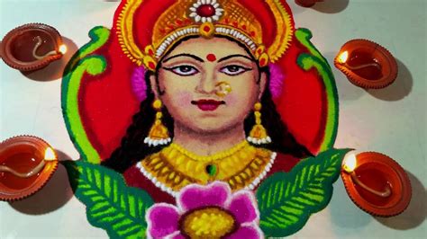 Laxmi goddess portrait rangoli design by jeet rangoli | Videos