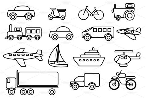 Transportation Vector Clip art set | Art transportation, Drawing for ...