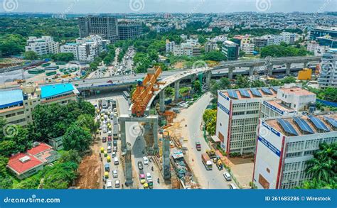 Aerial Shot Over Bangalore Silk Board and Bridges Over Roads in the ...