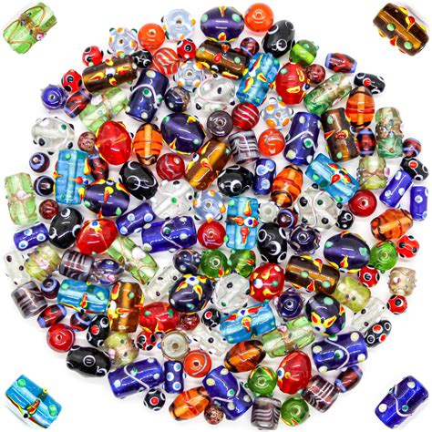 Glass Beads for Jewelry Making for Adults 60-80 Pieces Lampwork Murano Loose Beads for DIY and ...