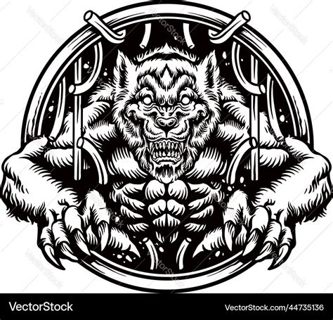 Silhouette angry werewolf clipart Royalty Free Vector Image