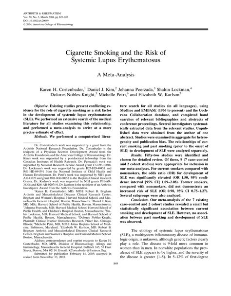 (PDF) Cigarette Smoking and the Risk of Systemic Lupus Erythematosus: A Meta-Analysis