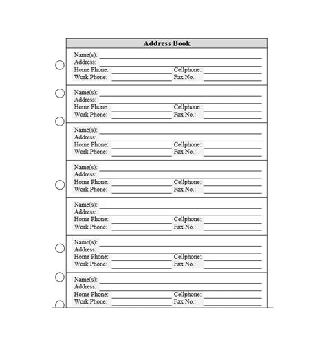 Printable Address Book | TUTORE.ORG - Master of Documents