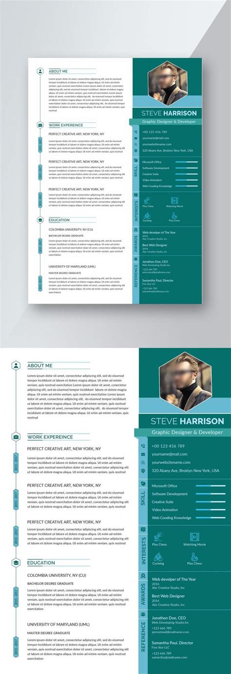 two professional resume templates, one with blue accents and the other with green trim