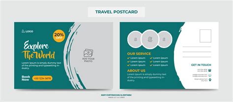 Modern Travel Postcard Design Template. Travel Company Postcard 4877605 Vector Art at Vecteezy