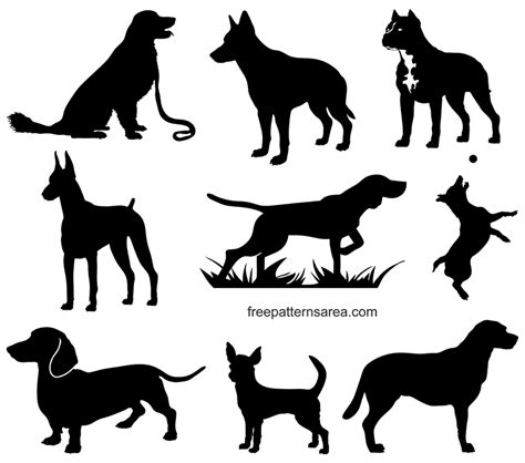 Free Dog Silhouette Vector Image Files - FreePatternsArea | Dog vector ...