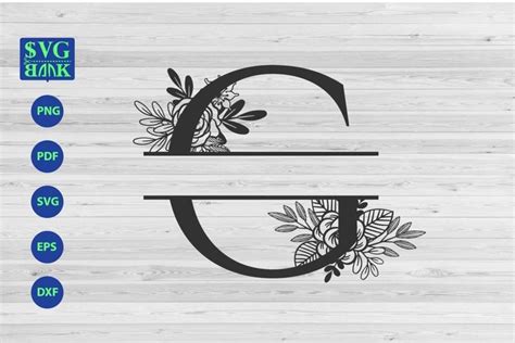 Split monogram letter G Svg, Alphabet floral initial logo G