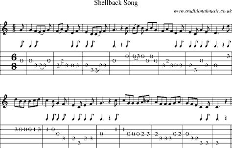 Guitar Tab and sheet music for Shellback Song