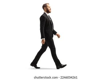 Professional Man Black Suit Walking Isolated Stock Photo 2246034261 ...