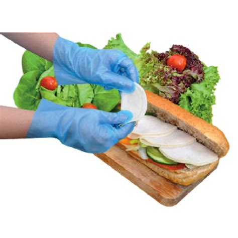 Blue Food Safe Disposable Gloves , Eco - Friendly Disposable Cooking Gloves