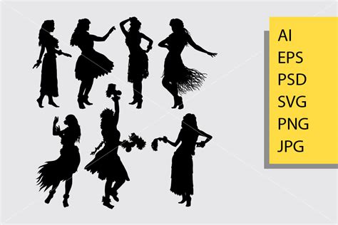 Hula Girl Dancer Silhouette Graphic by Cove703 · Creative Fabrica