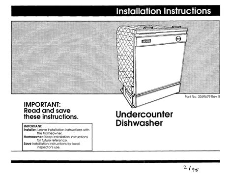 WHIRLPOOL UNDERCOUNTER DISHWASHER INSTALLATION INSTRUCTION Pdf Download | ManuaLib