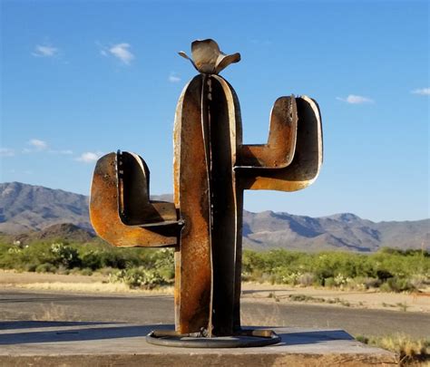 Rustic Small Saguaro Cactus Metal Yard Art