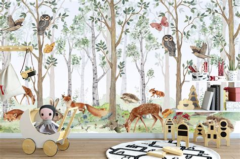 Woodland Nursery Wallpaper/wallpaper for Nursery/woodland - Etsy