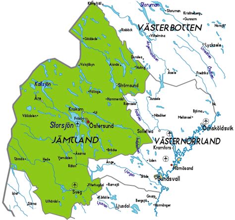 Jamtland Map Province City | Map of Sweden Political Region Province City