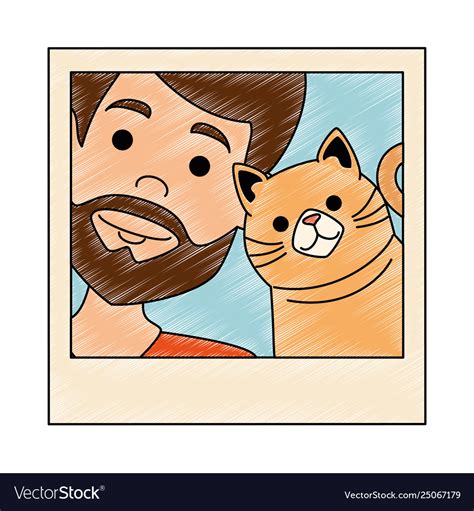 Photo man with cat Royalty Free Vector Image - VectorStock