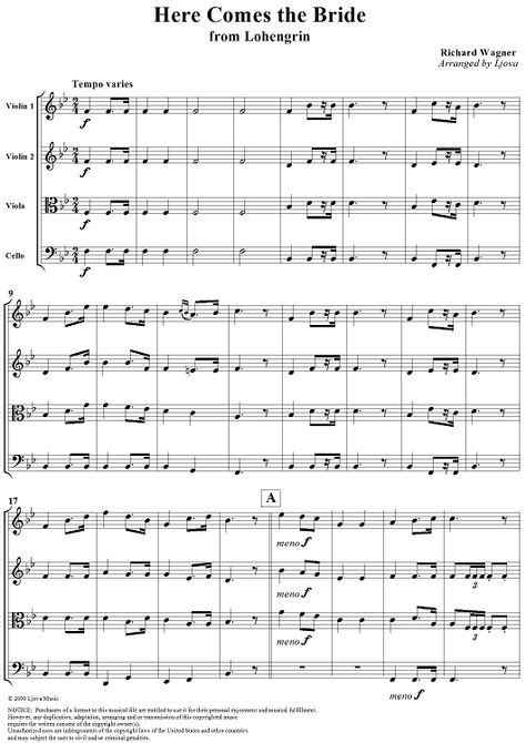 Here Comes the Bride - Score | Sheet music, Print sheet music, Violin music