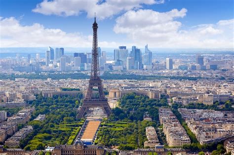 Premium Photo | Paris eiffel tower and skyline aerial france