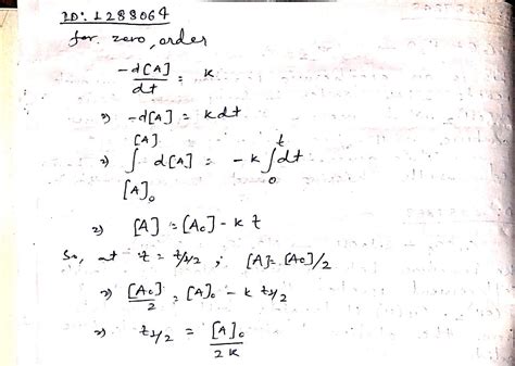 Derive the relationship between half life period and rate constant of a ...