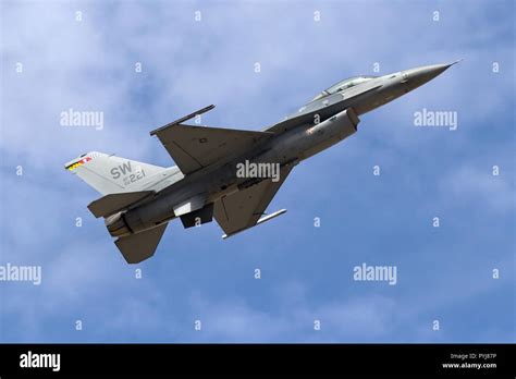 Maj John "RAIN" Waters pilots the Lockheed Martin F-16 Fighting Falcon, AF00221, as part of the ...