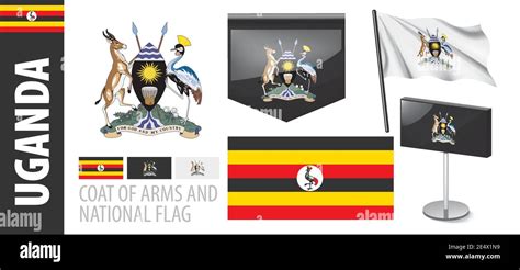 Vector set of the coat of arms and national flag of Uganda Stock Vector ...