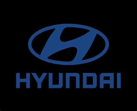 Hyundai Logo Brand Symbol With Name Black Design South Korean Car ...