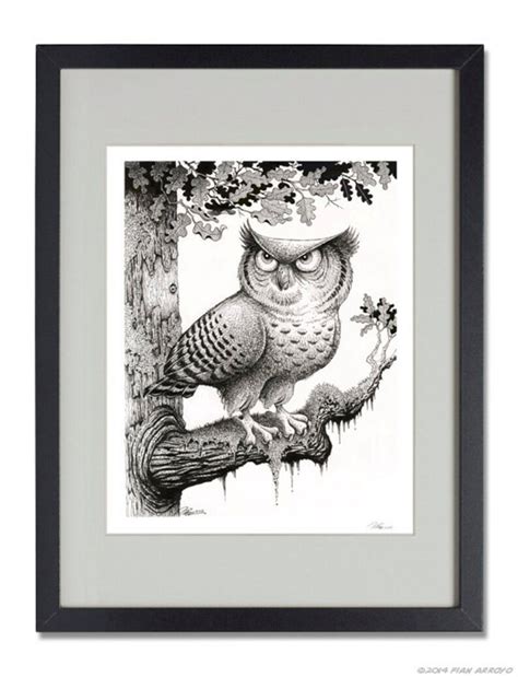 BIRD ART Print the Spirit of Wisdom Pen and Ink Owl | Etsy