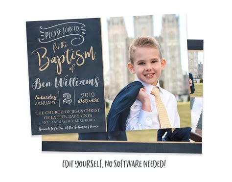 LDS Baptism Invitation Boy | Baptism Invitation | LDS Baptism ...