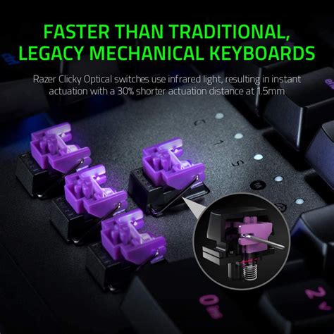 Razer Huntsman Elite Gaming Keyboard - Purple Optical Switches Clicky - Fastest Keyboard ...