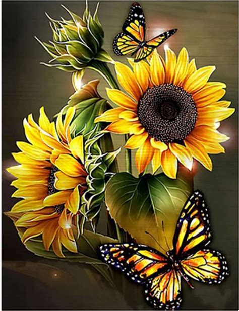 Flower Diamond Painting Kits,Sunflower Diamond Art Kit for Adults,5D ...