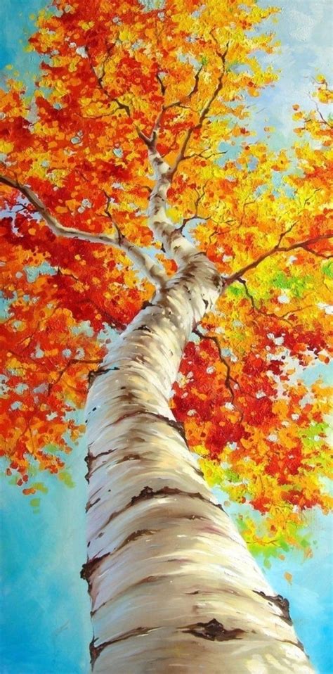 Fall Leaves | Idées de peinture sur toile, Peinture arbre, Peinture d'arbre