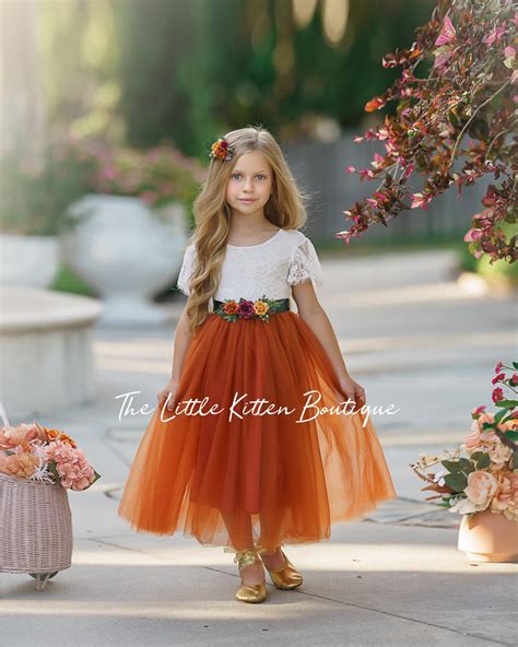 Burnt Orange Flower Girl Dress, Fall Flower Girl Dress for wedding ...