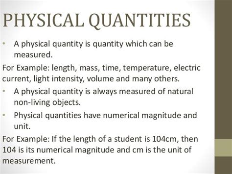 Physical quantities