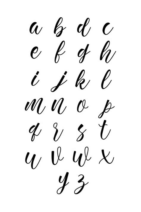 Free Printable Beginner Calligraphy Alphabet: Lowercase Letters