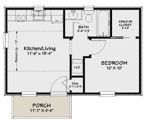 House Plan 1502-00008 - Cottage Plan: 400 Square Feet, 1 Bedroom, 1 Bathroom | One bedroom house ...