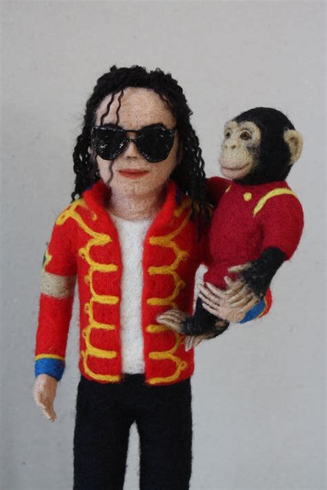 Michael Jackson felted portrait figure in red jacket with | Etsy