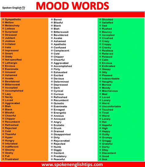 Top 200+ MOOD Words Describe - Spokenenglishtips ( December 2024)