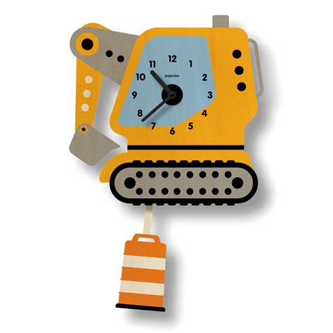excavator - pendulum clock | popclox Wall Clocks for Kids