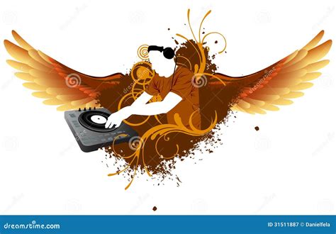 DJ mixing with wings stock vector. Illustration of dirty - 31511887