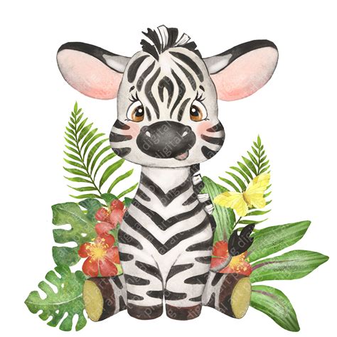 Zebra watercolor clipart, baby animal and rainbow clipart, PNG DIY By Evgeniia Grebneva Painting ...