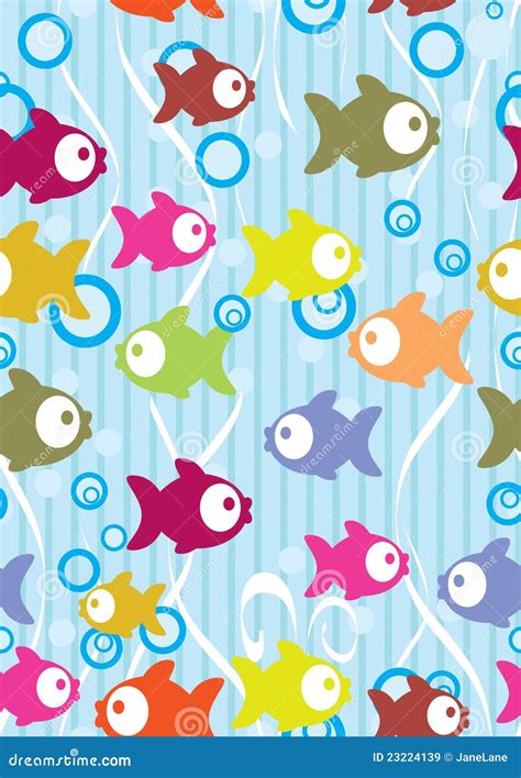 Seamless Color Background With Cute Cartoon Fish | CartoonDealer.com ...