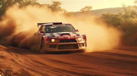 Premium Photo | Rally car racing on dirt track at high speed