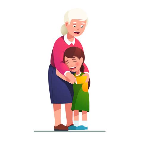 Grandma Hugging Grand Daughter stock vectors - iStock